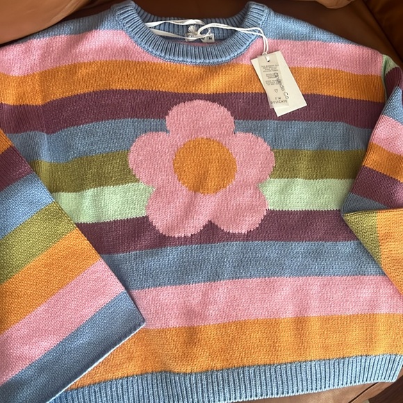 GHANDA JESSIE MULTI COLOR STRIPED CROPPED KNIT SWEATER NWT - Picture 10 of 14